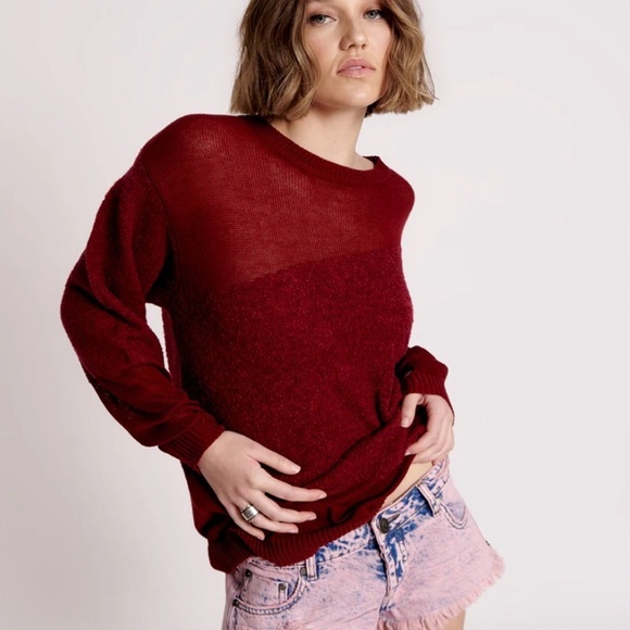 One Teaspoon Crew Knit Sweater - Wine NWT XL - Picture 2 of 6